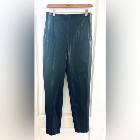Zara Pants - ZARA Faux Leather Trousers - Side-zip - Black - LRG